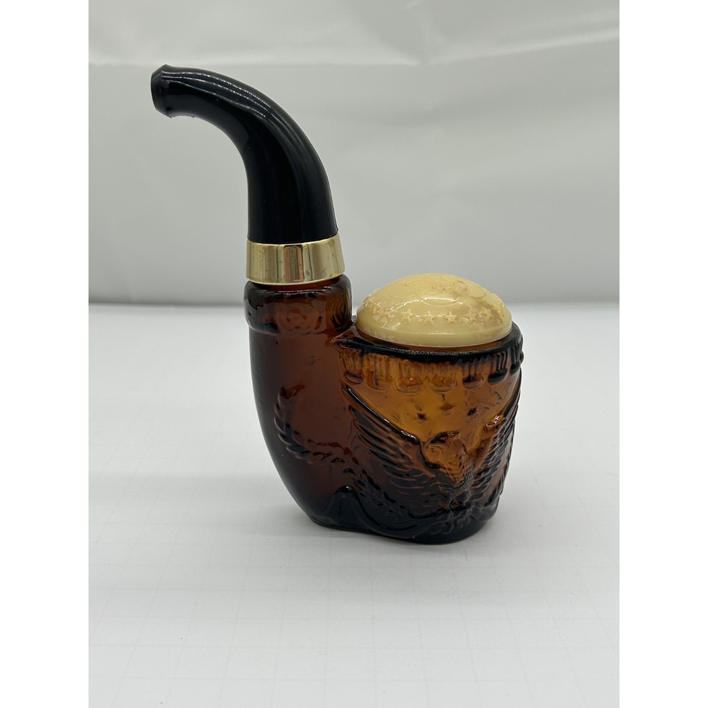 VTG Avon American Eagle Pipe Brown Glass Cologne Bottle professor library desk